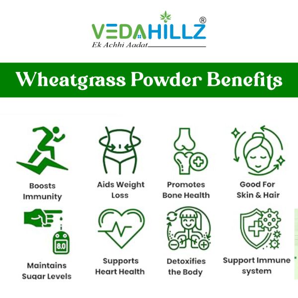 Vedahillz WheatGrass Leaf Powder for Energy and Detox Made from Selected Fresh WheatGrass